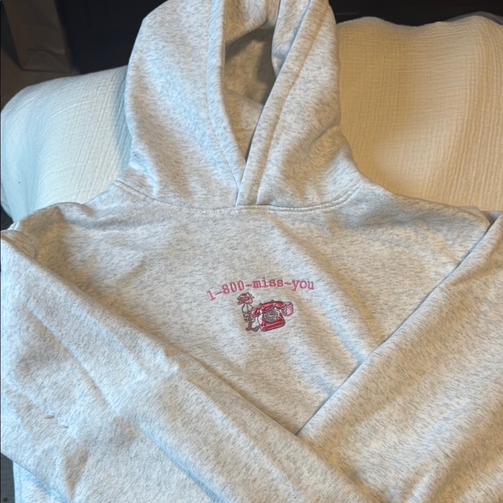 Altar'd State Gray Hoodie with Pink Embroidery